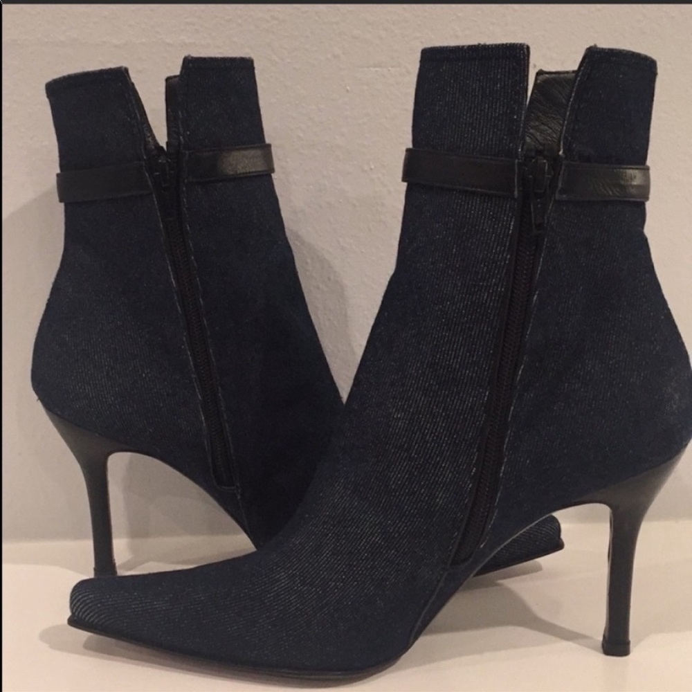 Stuart Weitzman Bottie Blue Demin Pointed Toe 8 - image 8
